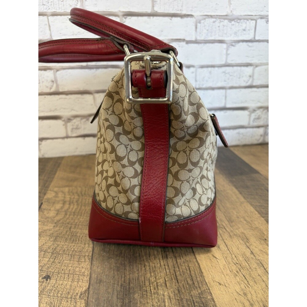 COACH LEGACY Red/Khaki Jacquard Signature Stripe Molly Two way Satchel 21154 - Picture 9 of 16